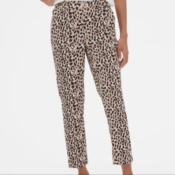 Banana Republic Womens Hayden Pant Cheetah Print Pull‎ On Petite 2 - Picture 1 of 11
